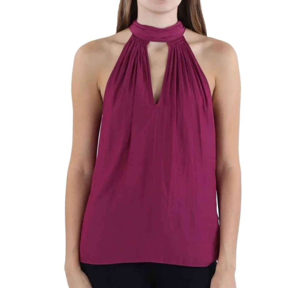 NWT RAMY BROOK Sleeveless Cut Out Front Tie Neck Halter Blouse Size Medium